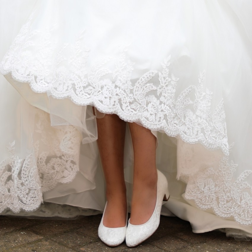 Perfect Bridal Melanie Ivory Lace Block Heel Court Shoes (Wide Fit)