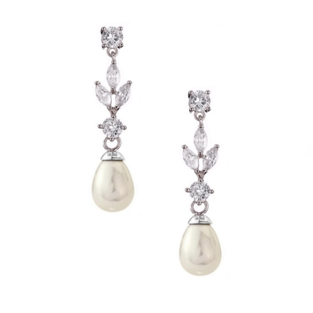 Photograph: Abella Cubic Zirconia and Pearl Drop Earrings