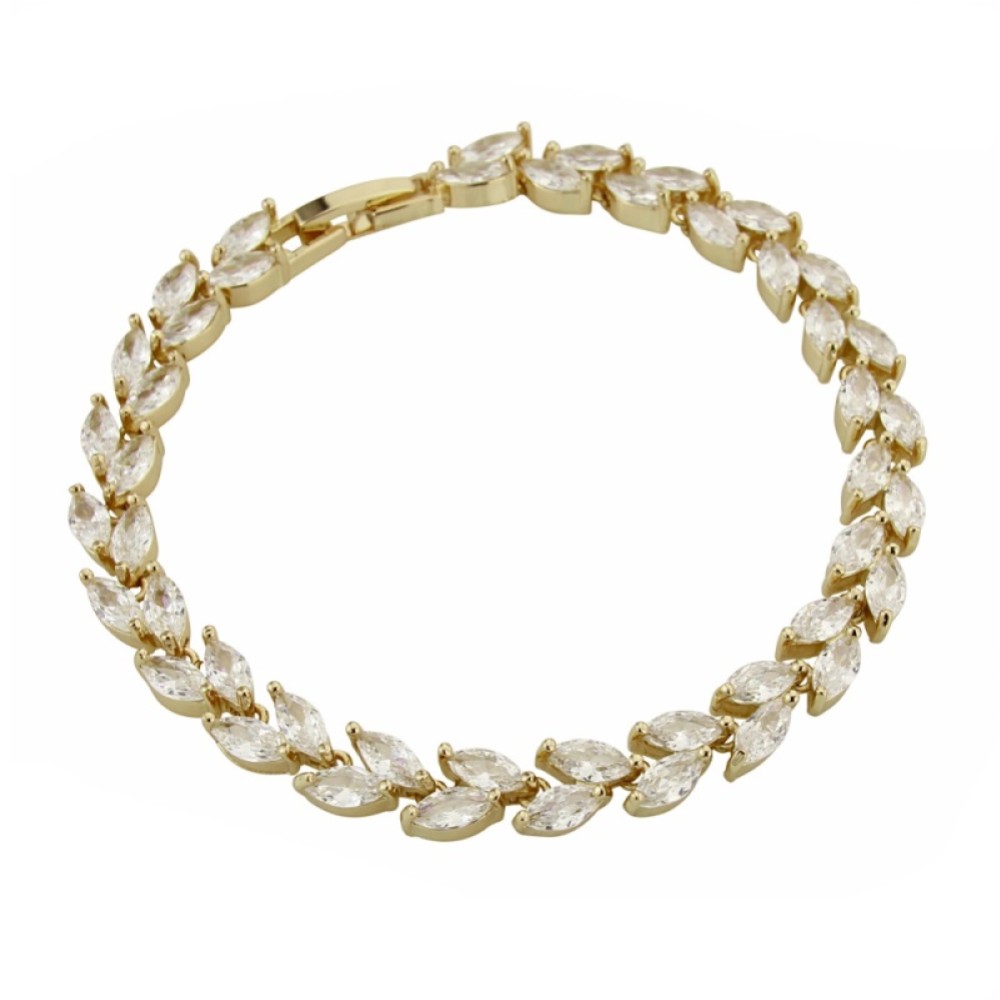 Photograph of Amara Gold Crystal Vine of Leaves Bracelet