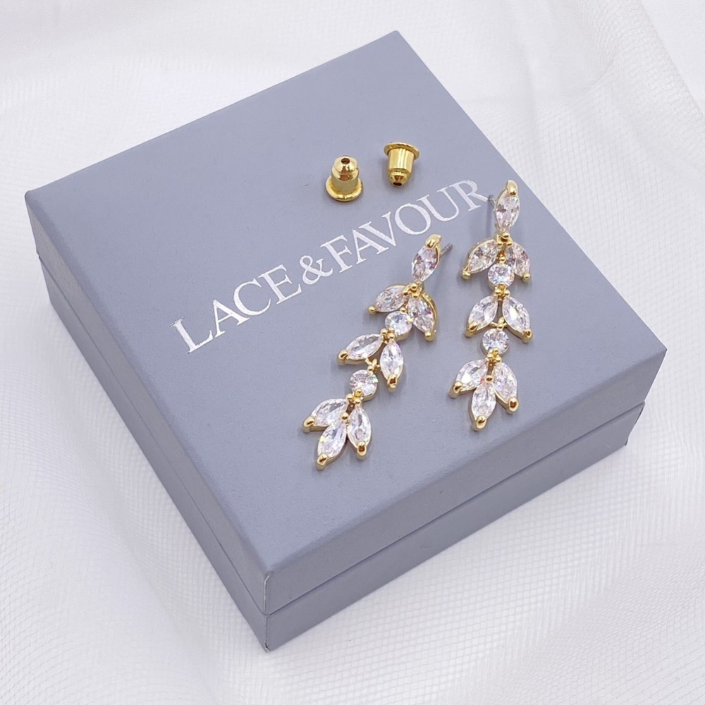 Aria Gold Cubic Zirconia Drop Earrings