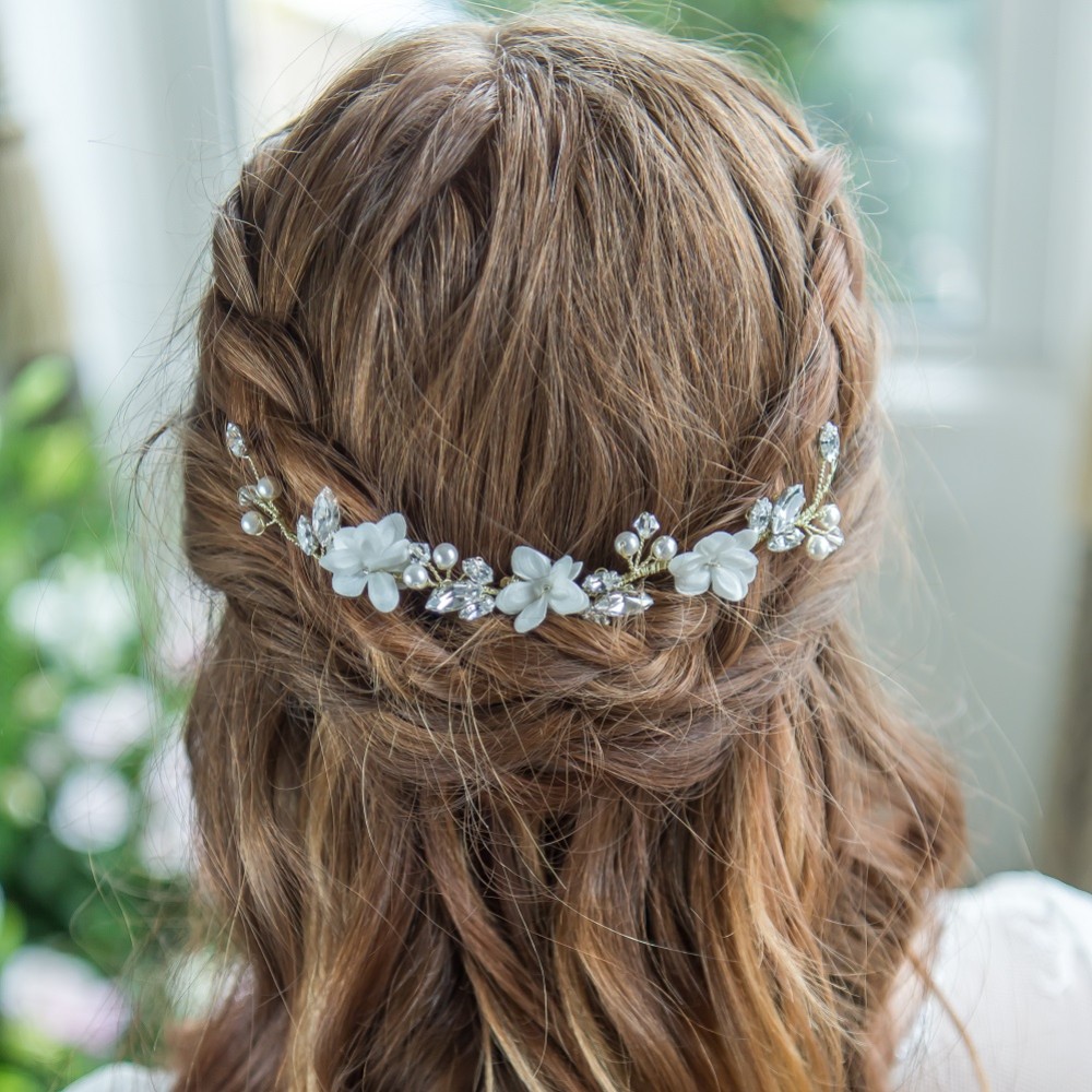 Photograph of Arianna Floral Bridal Hair Vine on Comb AR531