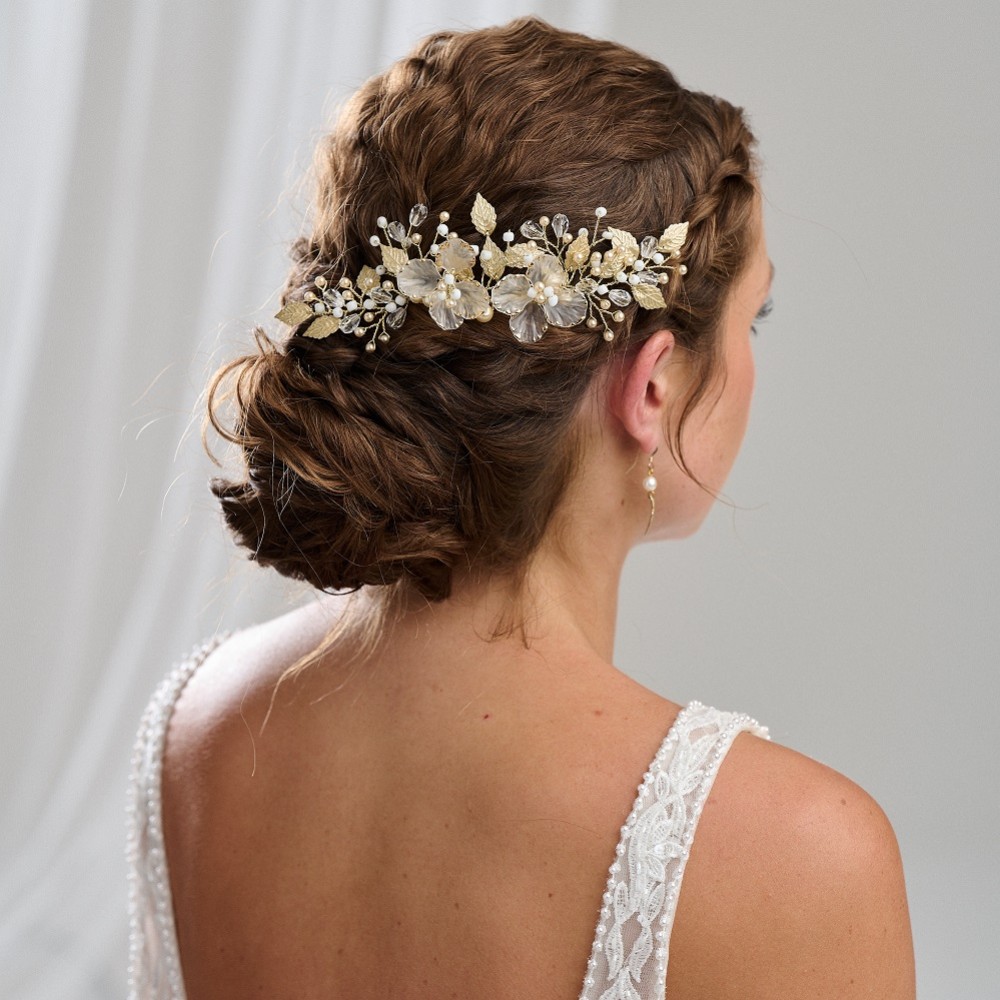 Photograph: Arianna Statement Flowers and Leaves Hair Comb AR787