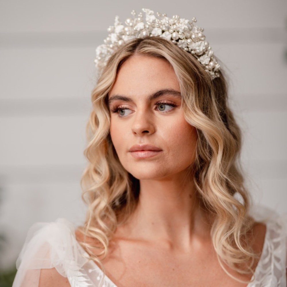 Photograph of Arianna Statement Pearl and Flower Crown AR717