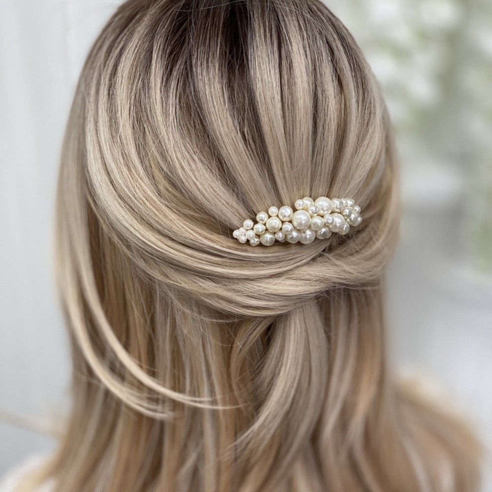 Photograph of Bea Freshwater Pearl Small Gold Hair Comb