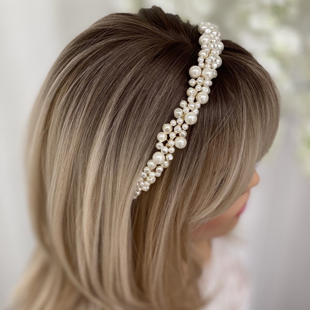 Brides and Hairpins Handmade Faux Pearl Double Strand Headband