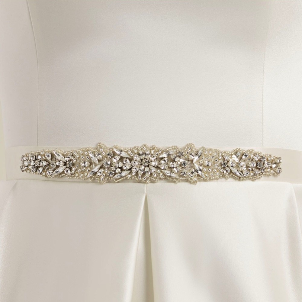 Photograph: Bianco Crystal Embellished Satin Wedding Dress Belt
