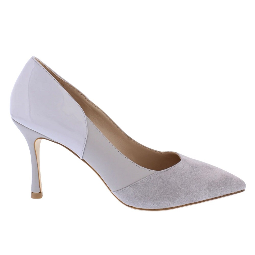 Photograph: Capollini Faith Grey Leather Panelled Pointed Court Shoes