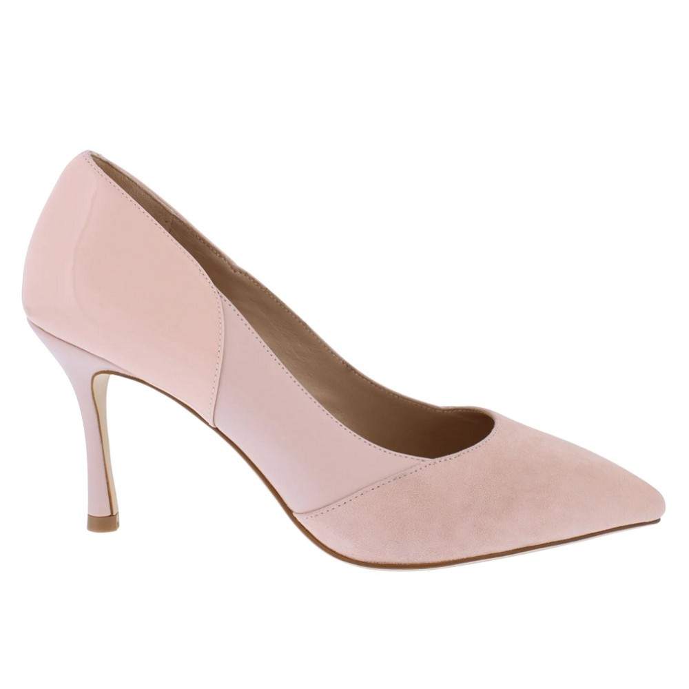Photograph: Capollini Faith Pink Leather Panelled Pointed Court Shoes