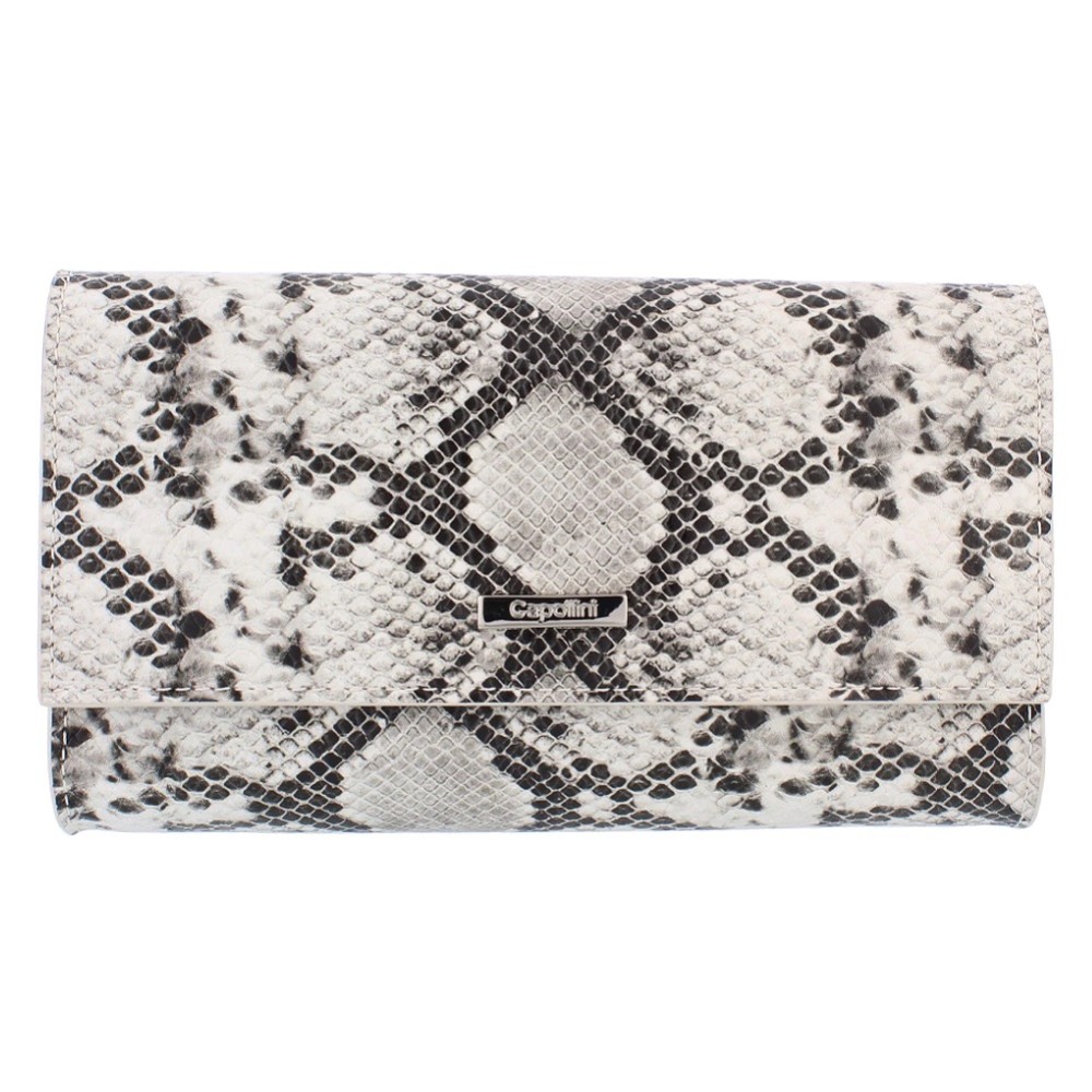 Photograph: Capollini Ivory Snake Print Leather Clutch Bag