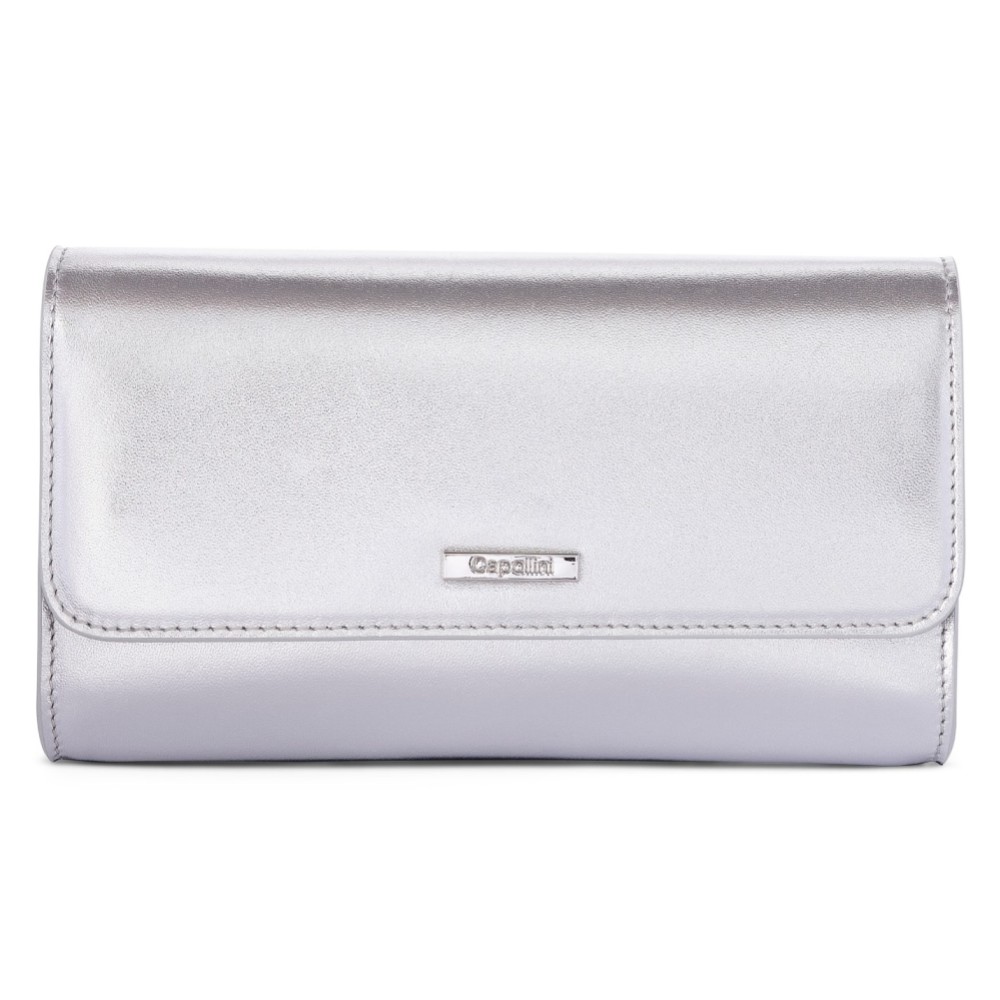 Capollini Silberne Leder Clutch Tasche