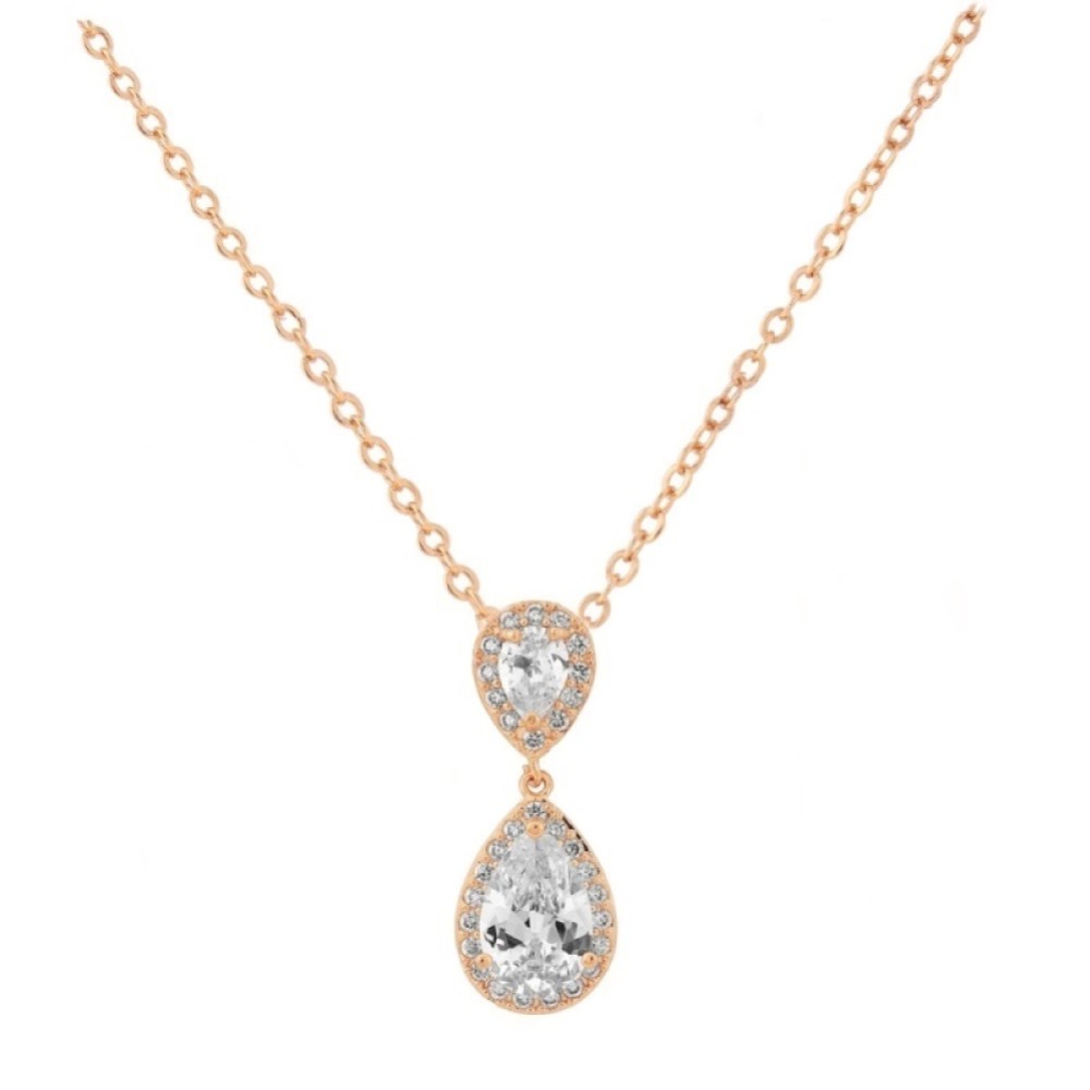 Photograph of Celeste Crystal Embellished Pendant Necklace (Rose Gold)