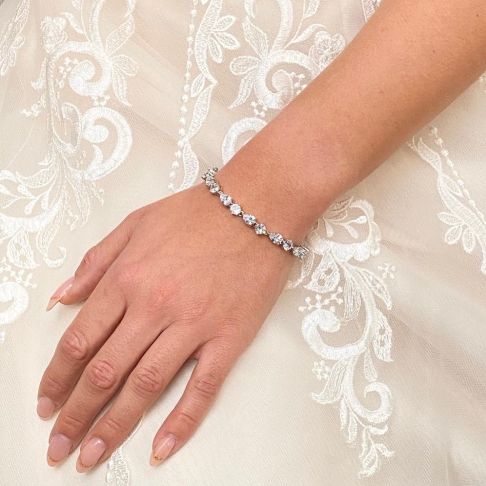 Photograph of Connaught Dainty Cubic Zirconia Wedding Bracelet (Silver)