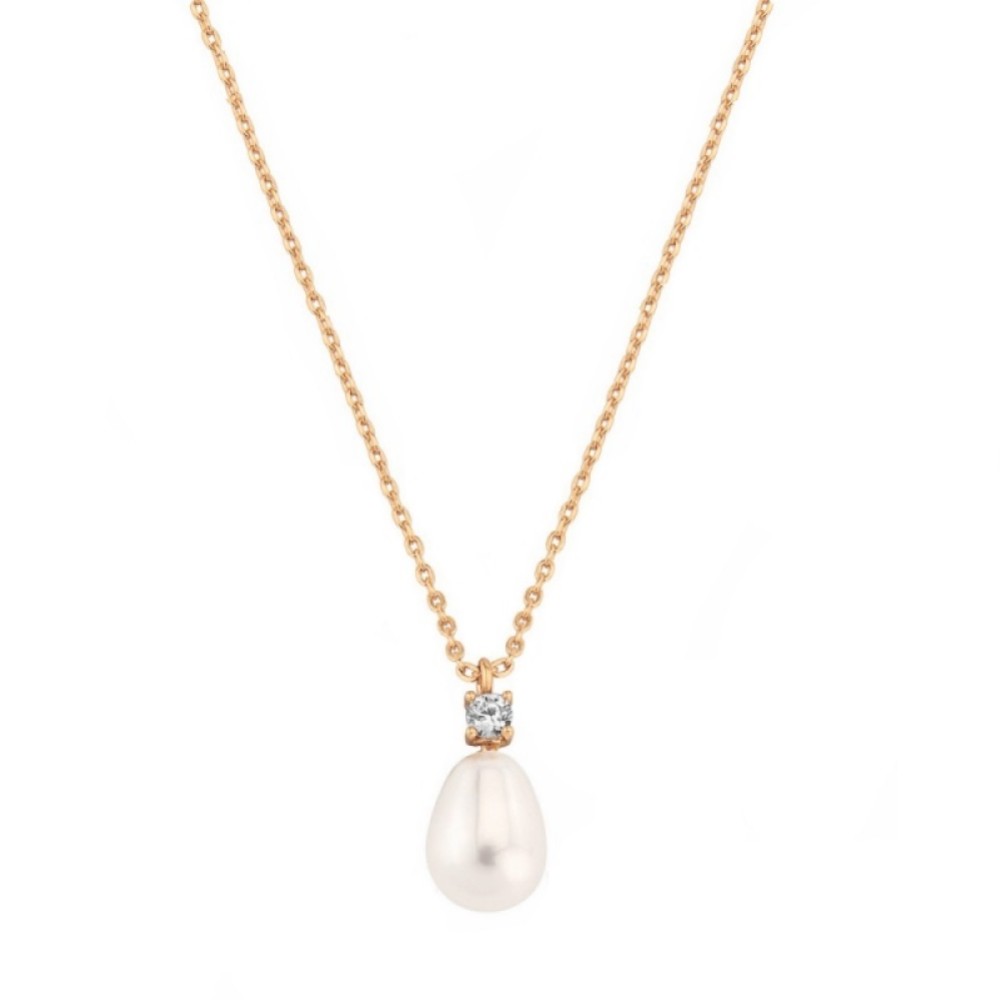 Dolci Rose Gold Teardrop Pearl Pendant Necklace