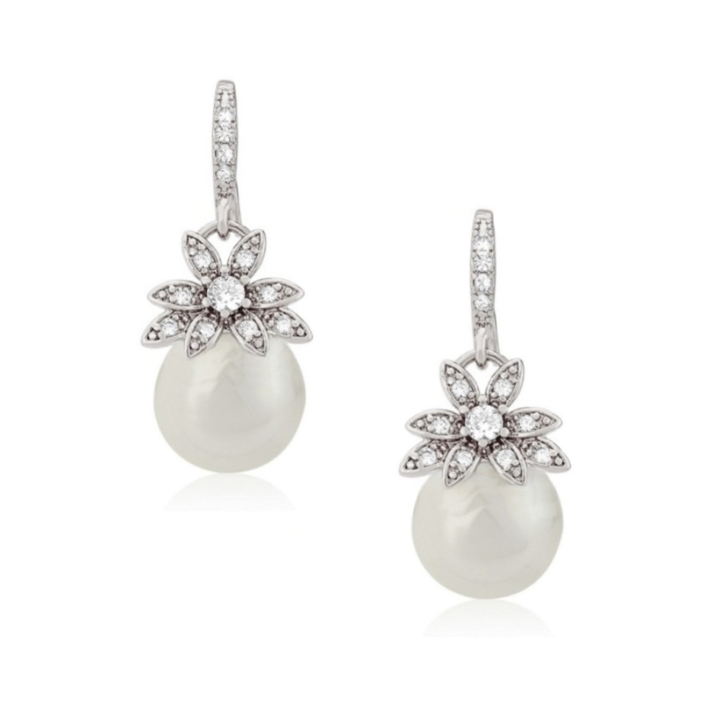 Eleanor Vintage Inspired Crystal and Pearl Drop Earrings