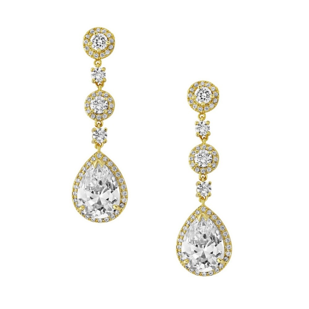 Photograph of Eternal Chandelier Crystal Wedding Earrings (Gold)