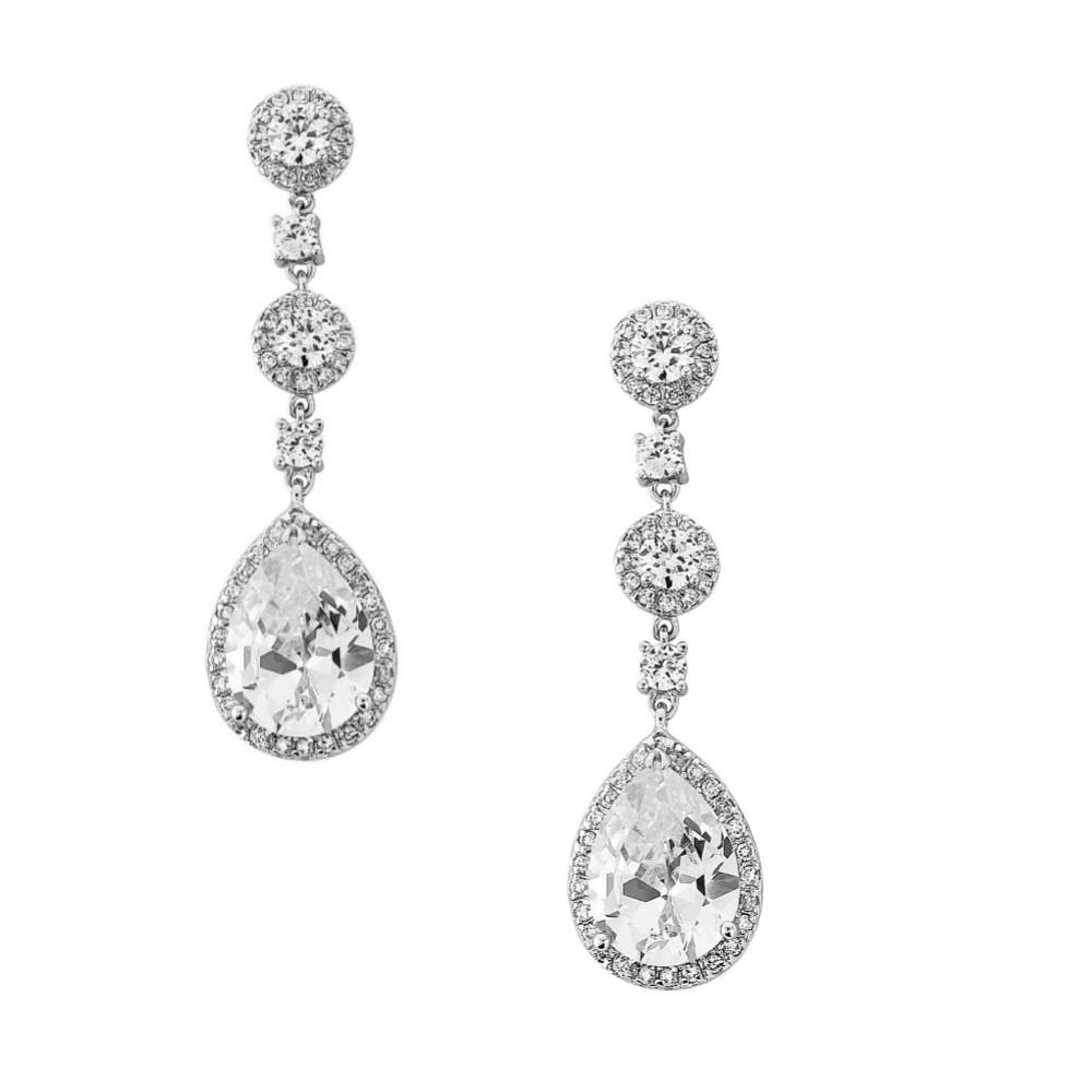 Photograph of Eternal Chandelier Crystal Wedding Earrings (Silver)
