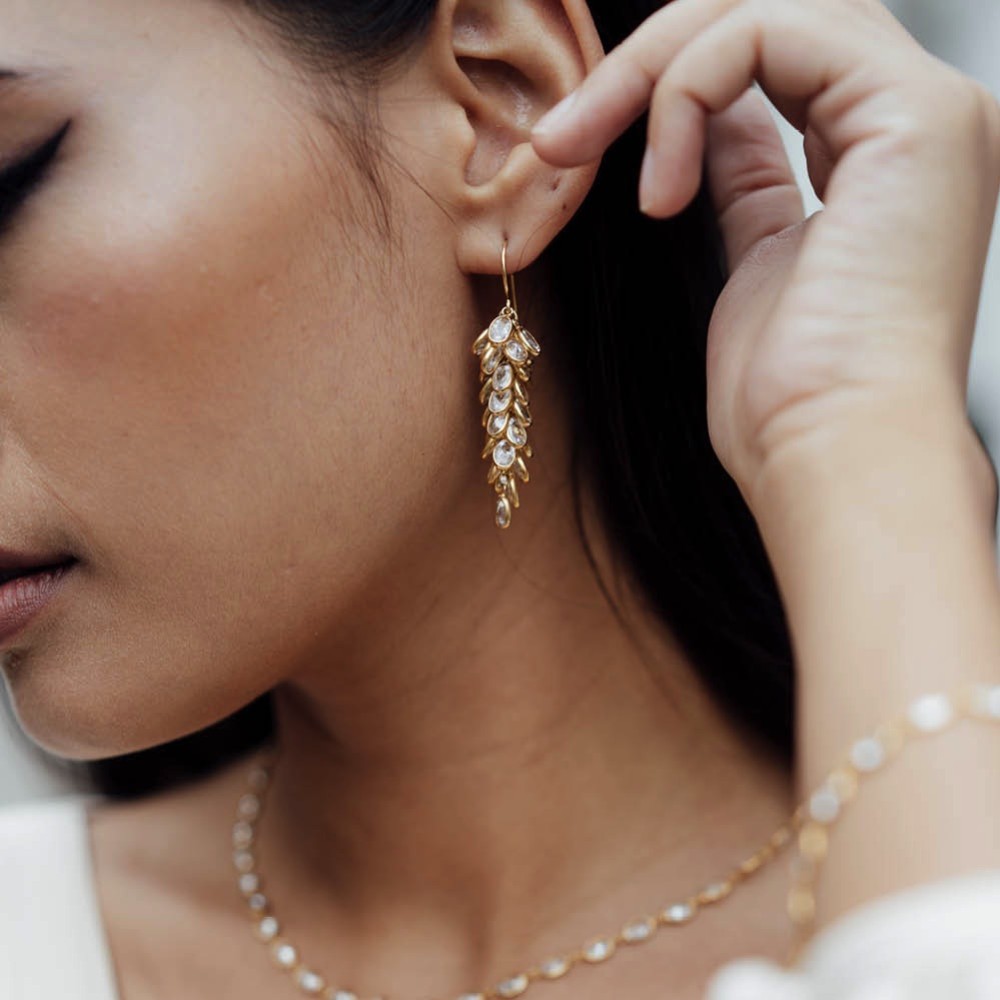 Photograph: Freya Rose 22ct Gold Midi Crystal Drop Earrings