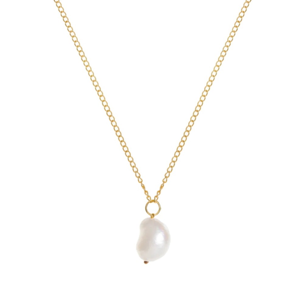 Photograph of Freya Rose Baroque Pearl 22ct Gold Pendant Necklace