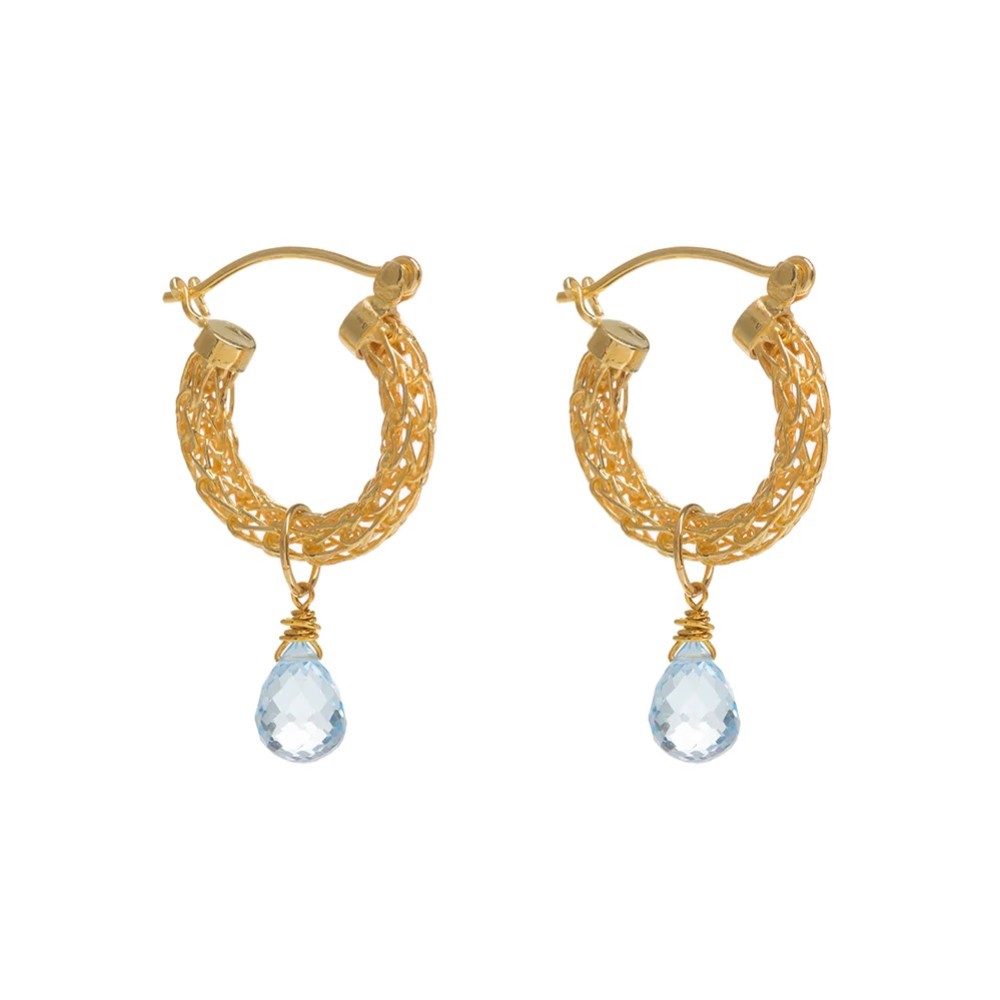 Freya Rose Gold Weave Mini Hoop Earrings with Topaz Crystals