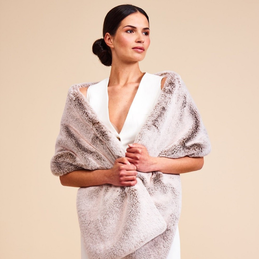 Photograph of Helen Moore Cappuccino Long Faux Fur Stole