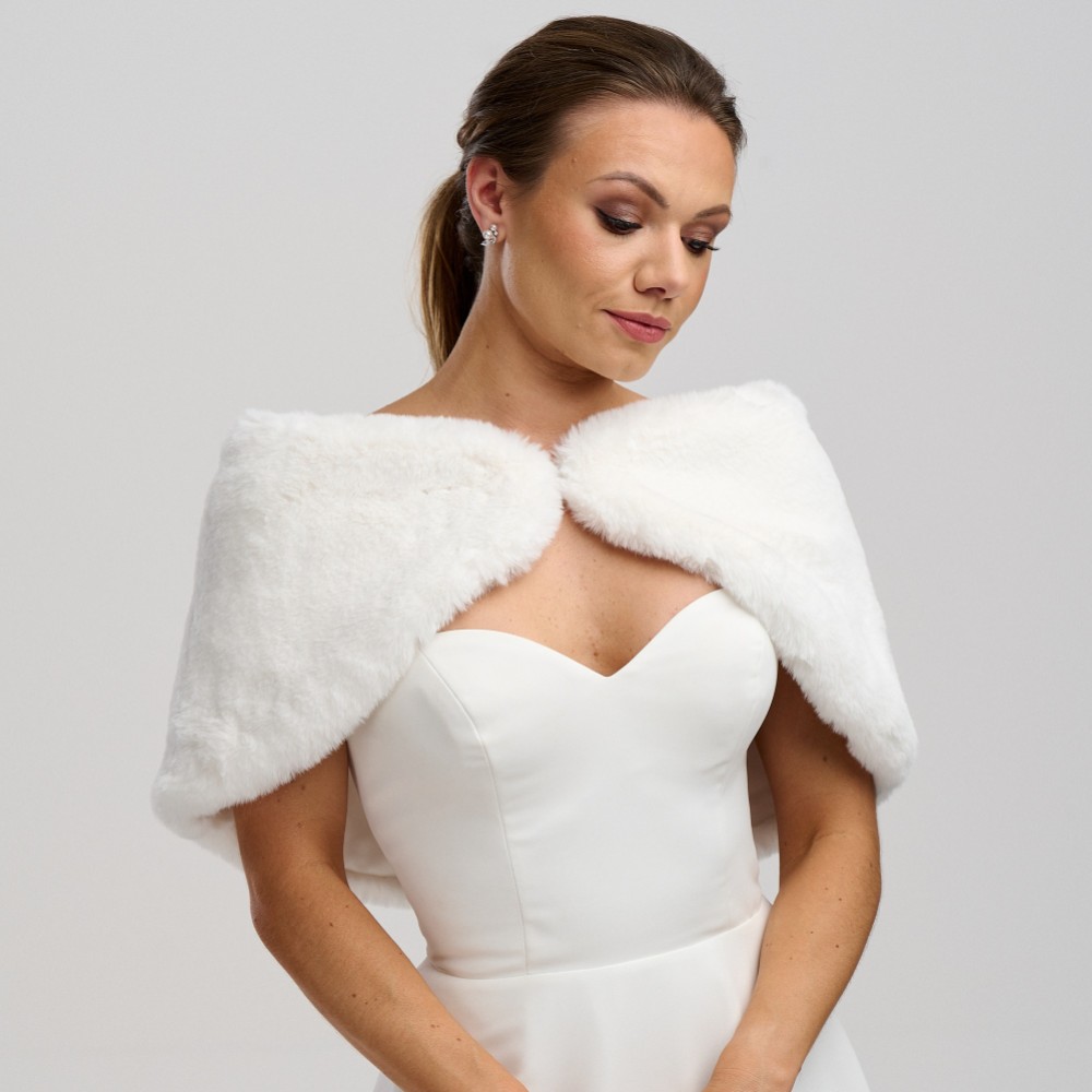 Helen Moore Ivory Faux Fur Wedding Wrap