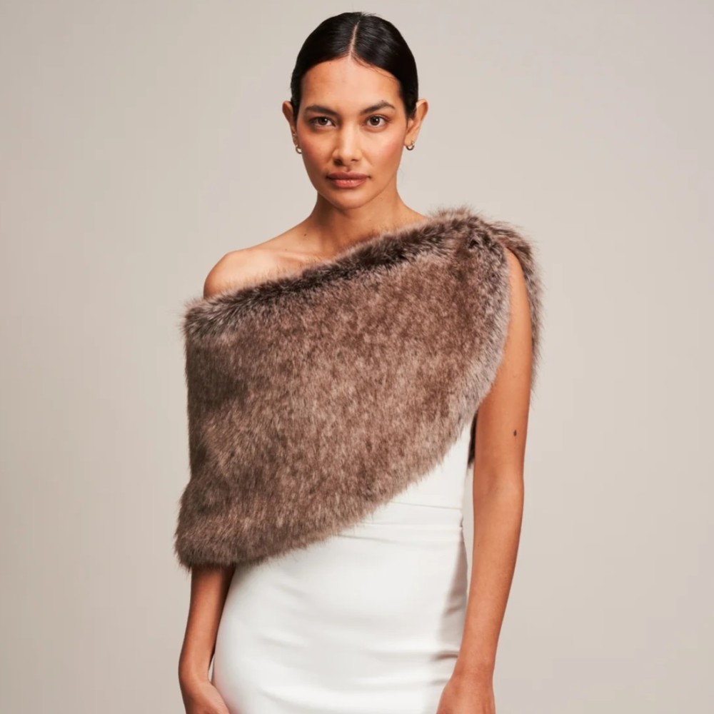 Helen Moore Truffle Faux Fur Wedding Wrap