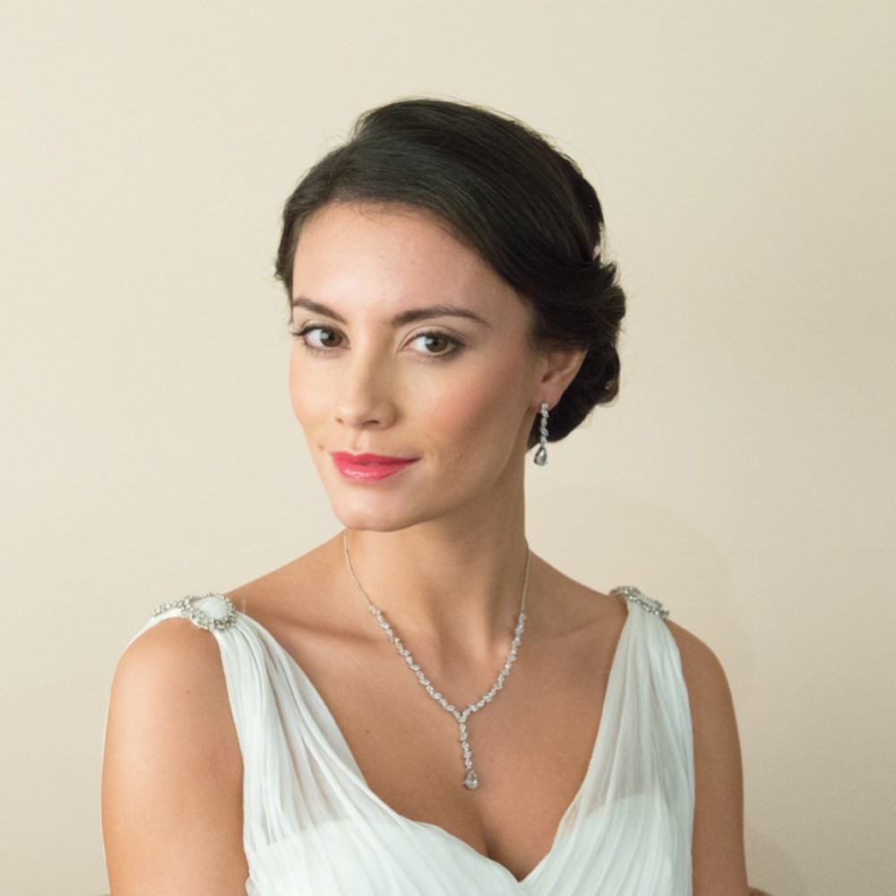 Photograph: Ivory and Co Andorra Cubic Zirconia Wedding Necklace