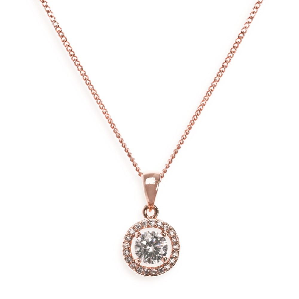 Ivory and Co Balmoral Rose Gold Crystal Pendant Necklace