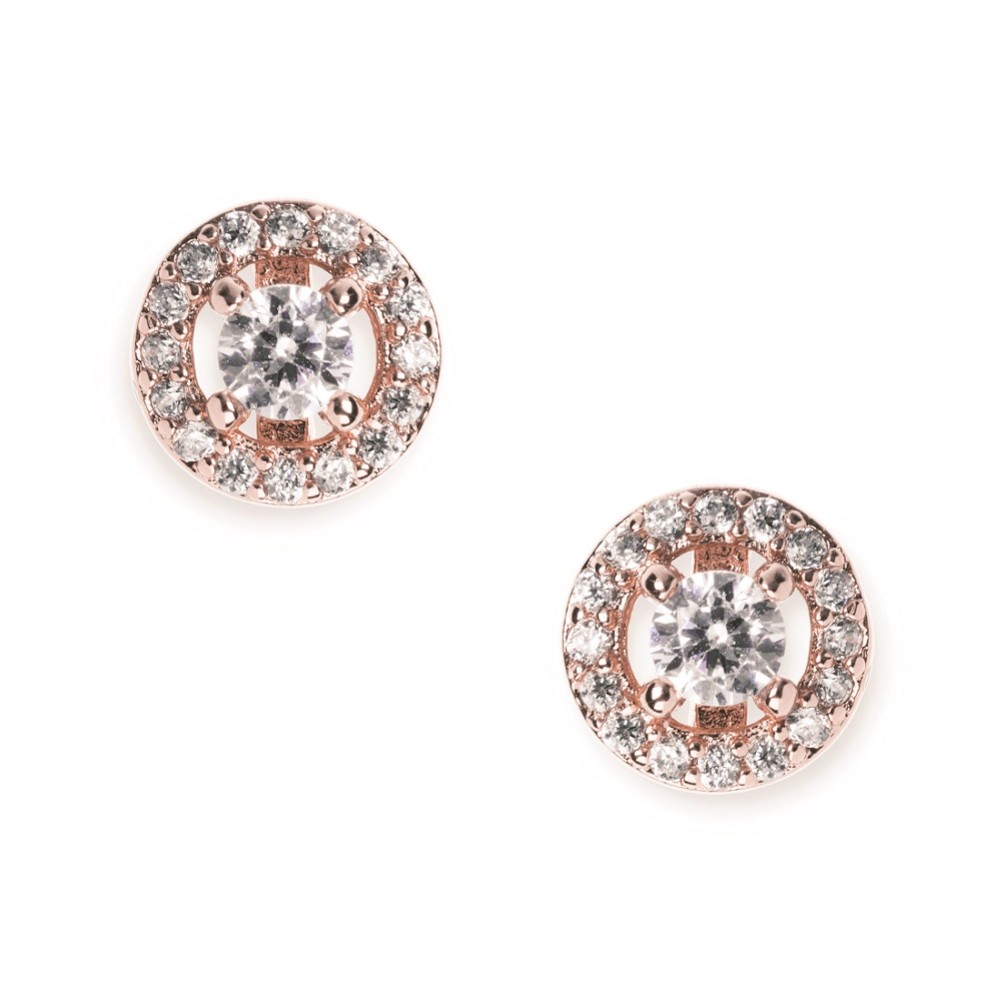 Ivory and Co Balmoral Rose Gold Crystal Stud Earrings