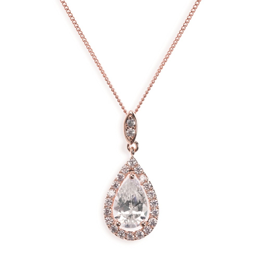 Photograph of Ivory and Co Belmont Crystal Pendant Necklace (Rose Gold)
