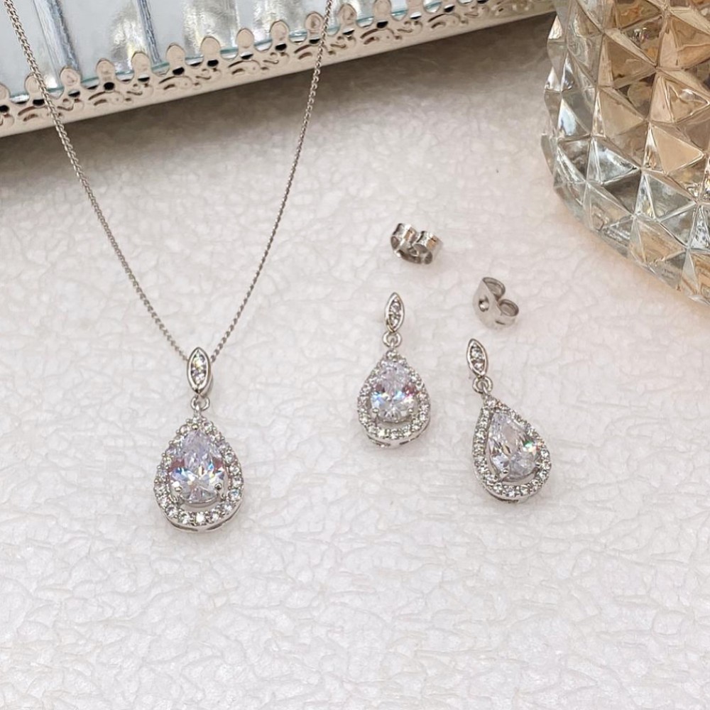 Photograph of Ivory and Co Belmont Silver Crystal Bridal Jewellery Set