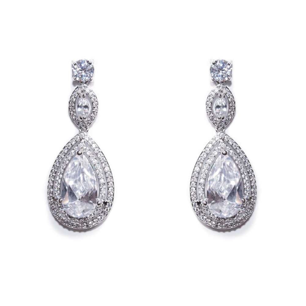 Photograph of Ivory and Co Cotton Club Crystal Drop Wedding Earrings