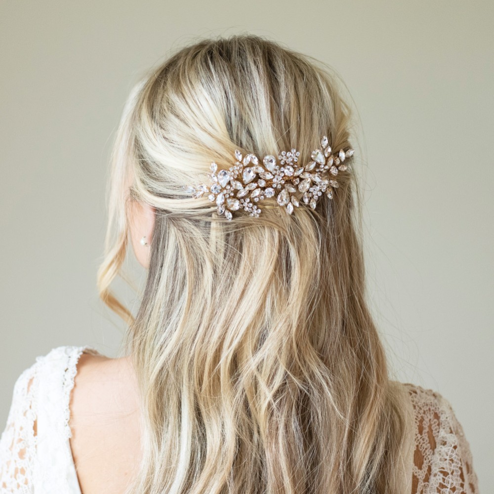 Photograph of Ivory and Co Gold Crystal Encrusted Sparkling Wedding Hair Comb