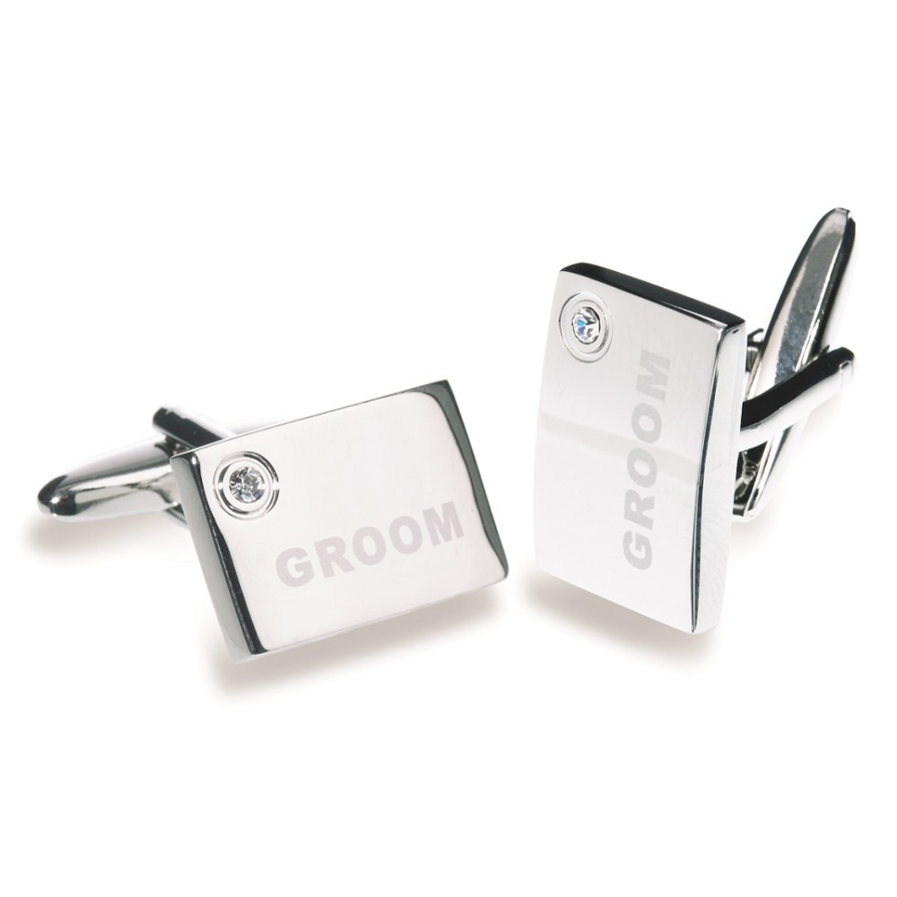 Photograph of Ivory and Co Groom Cufflinks with Crystal Detail
