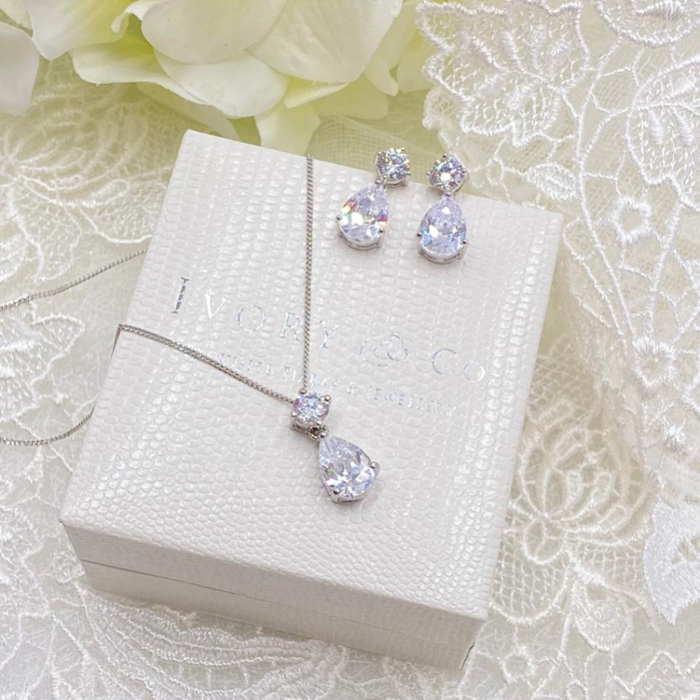 Photograph of Ivory and Co Imperial Cubic Zirconia Bridal Jewellery Set