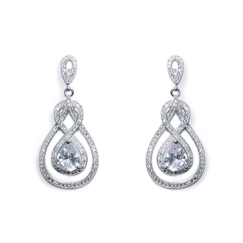 Photograph of Ivory and Co Lexington Crystal Drop Wedding Earrings