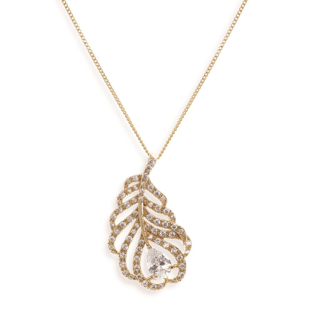 Photograph: Ivory and Co Long Island Gold Crystal Embellished Feather Pendant