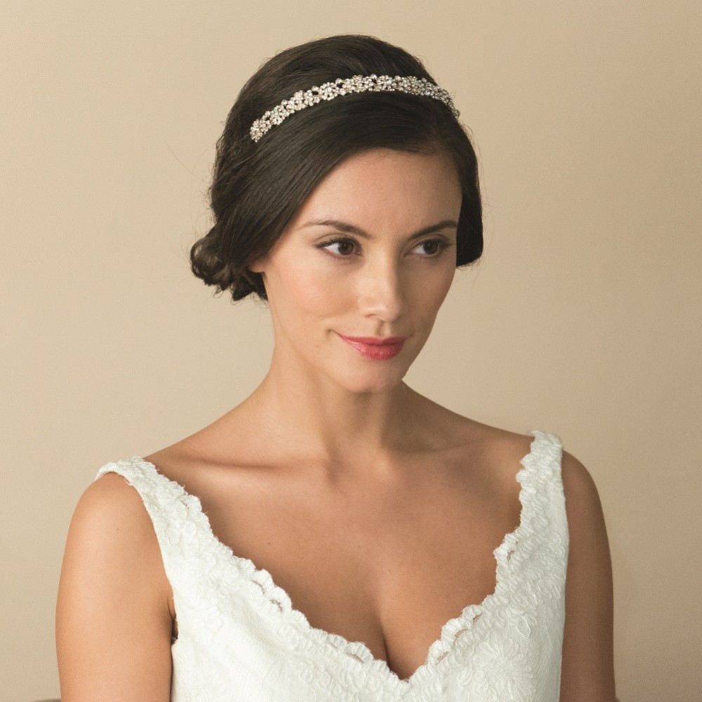 Photograph of Ivory and Co Marielle Gold Crystal Embellished Bridal Headband