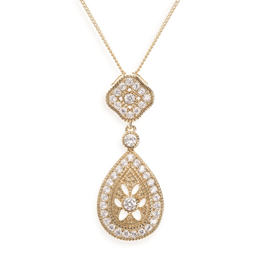 Photograph of Ivory and Co Moonstruck Gold Crystal Pendant Necklace