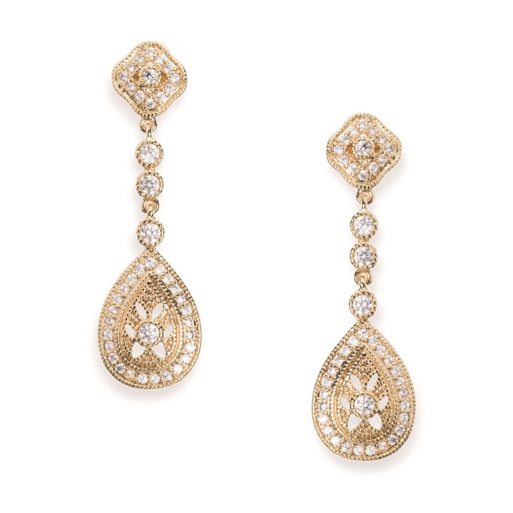 Photograph of Ivory and Co Moonstruck Gold Crystal Wedding Earrings