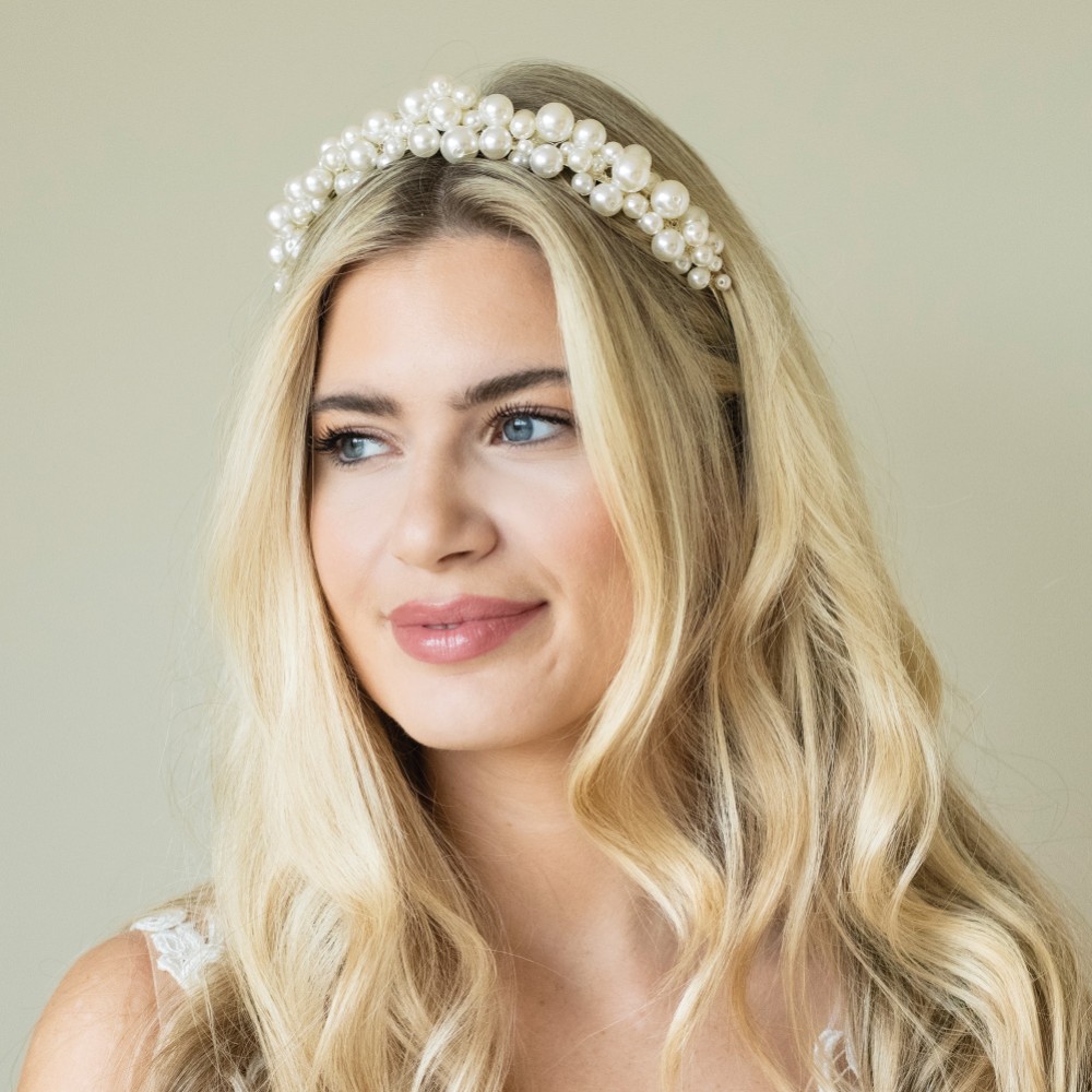 Photograph of Ivory and Co Odyssey Statement Pearl Cluster Bridal Headband