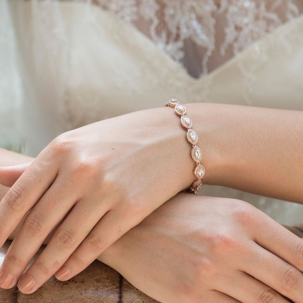 Photograph: Ivory and Co Promise Cubic Zirconia Wedding Bracelet (Rose Gold)