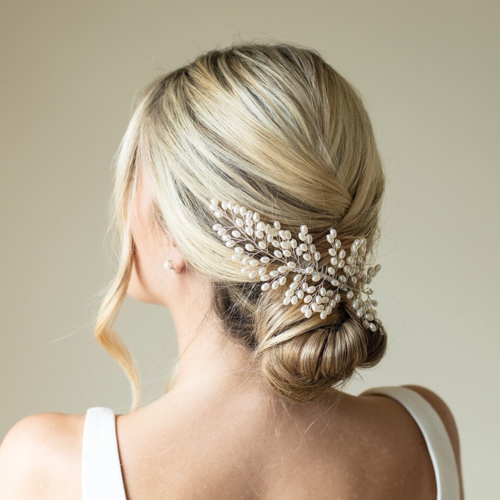 Photograph of Ivory and Co Silver Seaspray Pearl Cluster Bridal Hair Comb