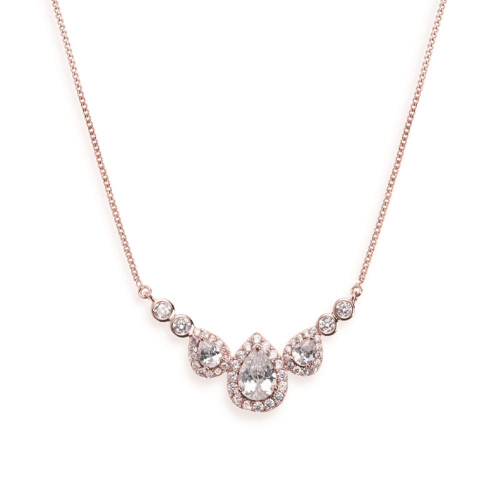 Photograph of Ivory and Co Sorbonne Crystal Wedding Necklace (Rose Gold)