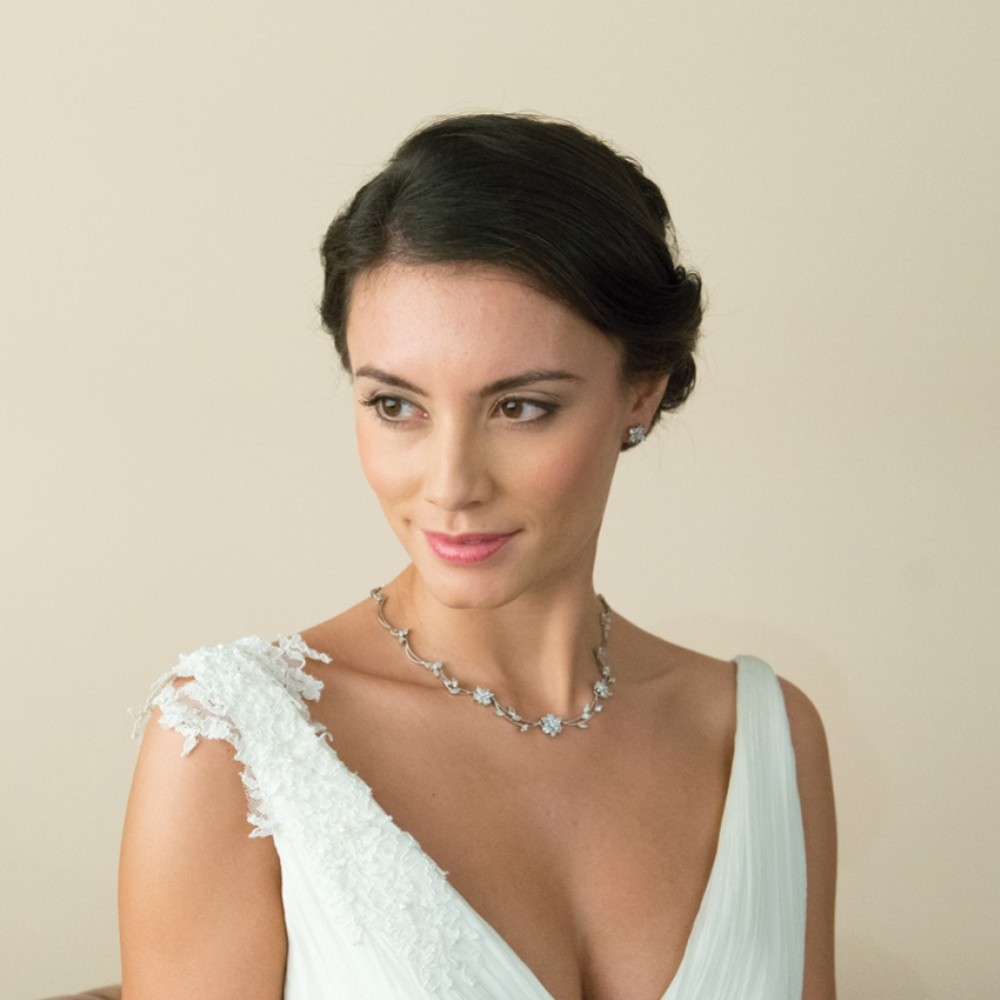 Photograph of Ivory and Co Waterlily Crystal Wedding Necklace