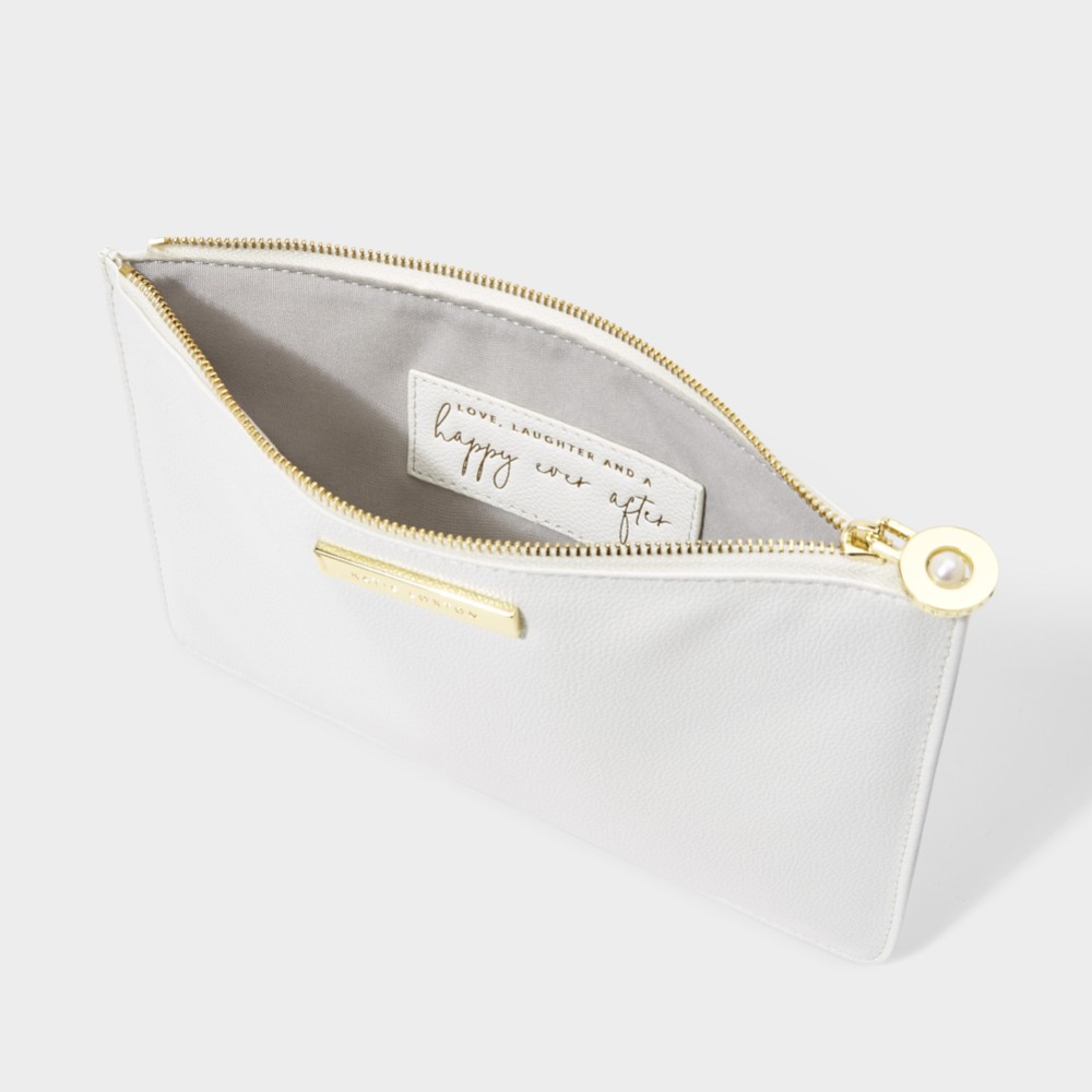 Photograph: Katie Loxton 'Love, Laughter and a Happy Ever After' White Pouch