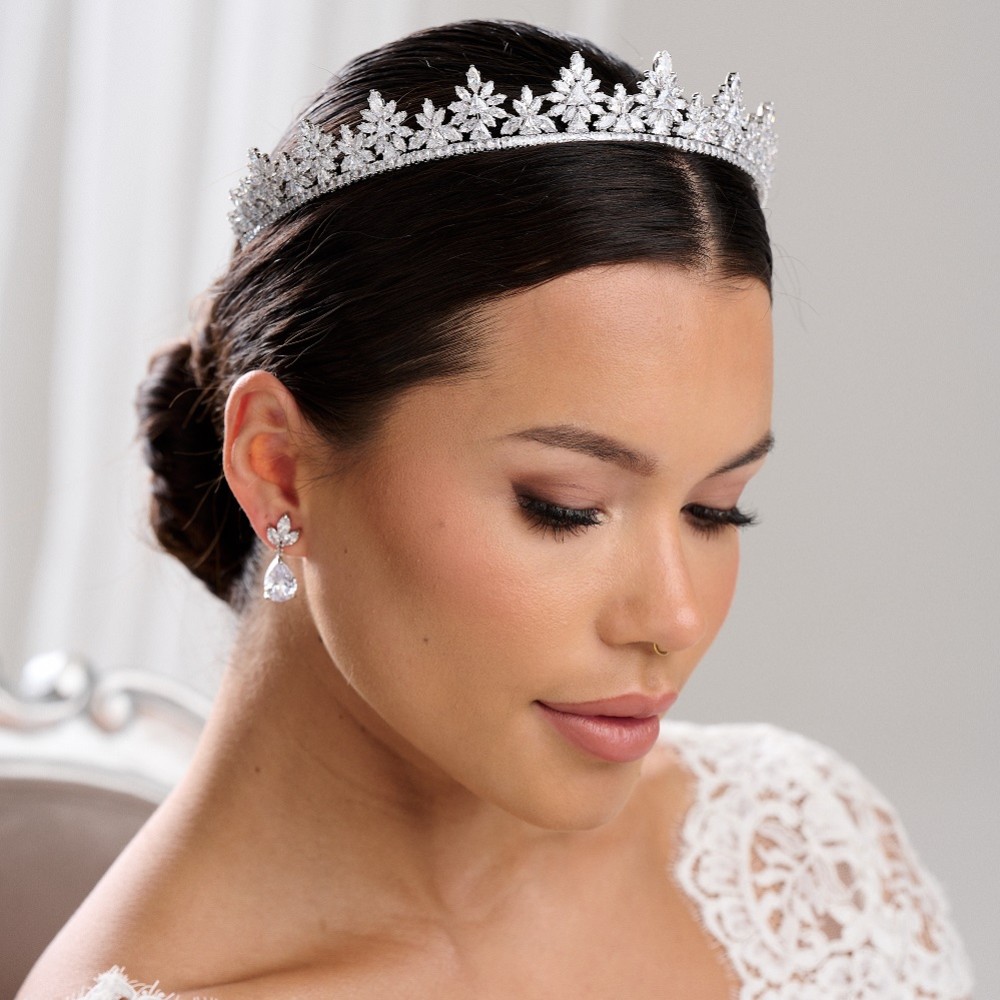 Photograph of Kensington Sparkling CZ Crystal Bridal Crown