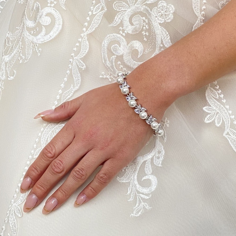 Photograph of Lauren Pearl and Crystal Wedding Bracelet