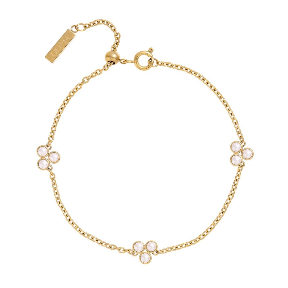 Photograph: Olivia Burton Pearl Cluster Gold Chain Bracelet