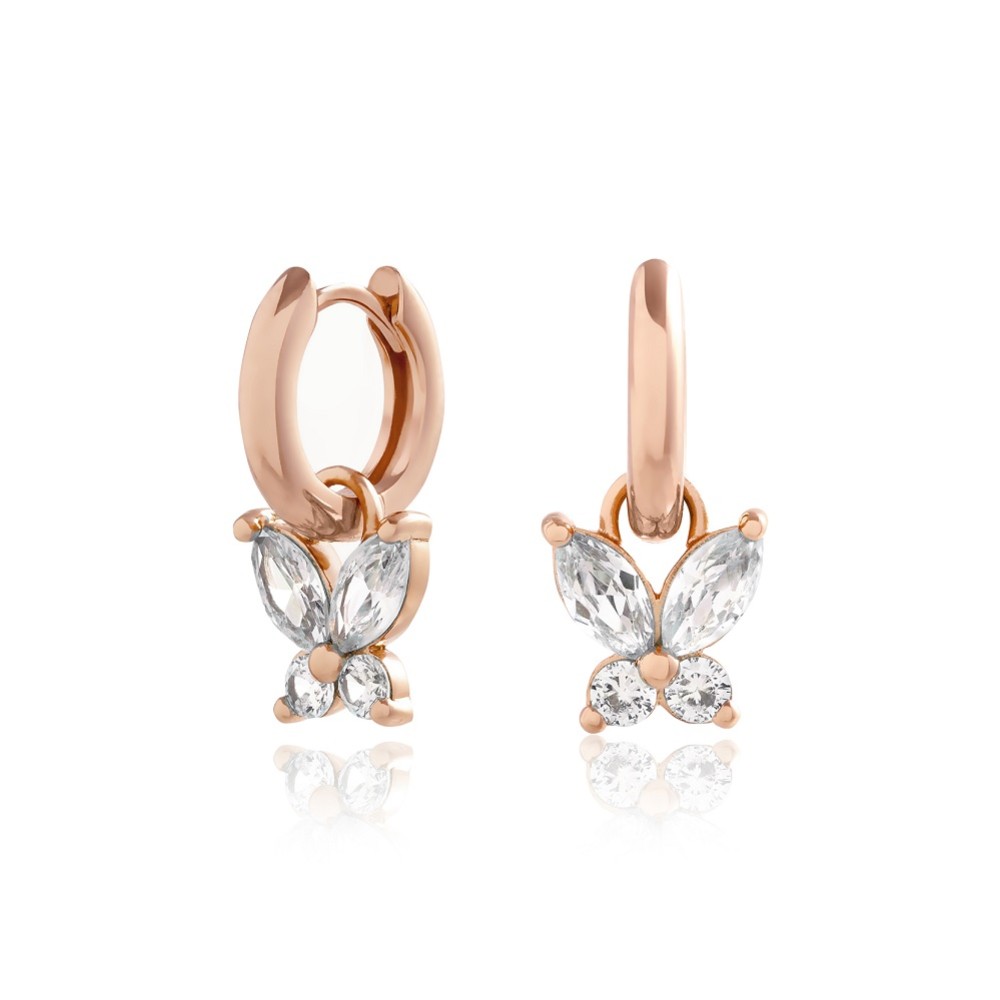 Photograph: Olivia Burton Rose Gold Sparkly Butterfly Hoop Earrings